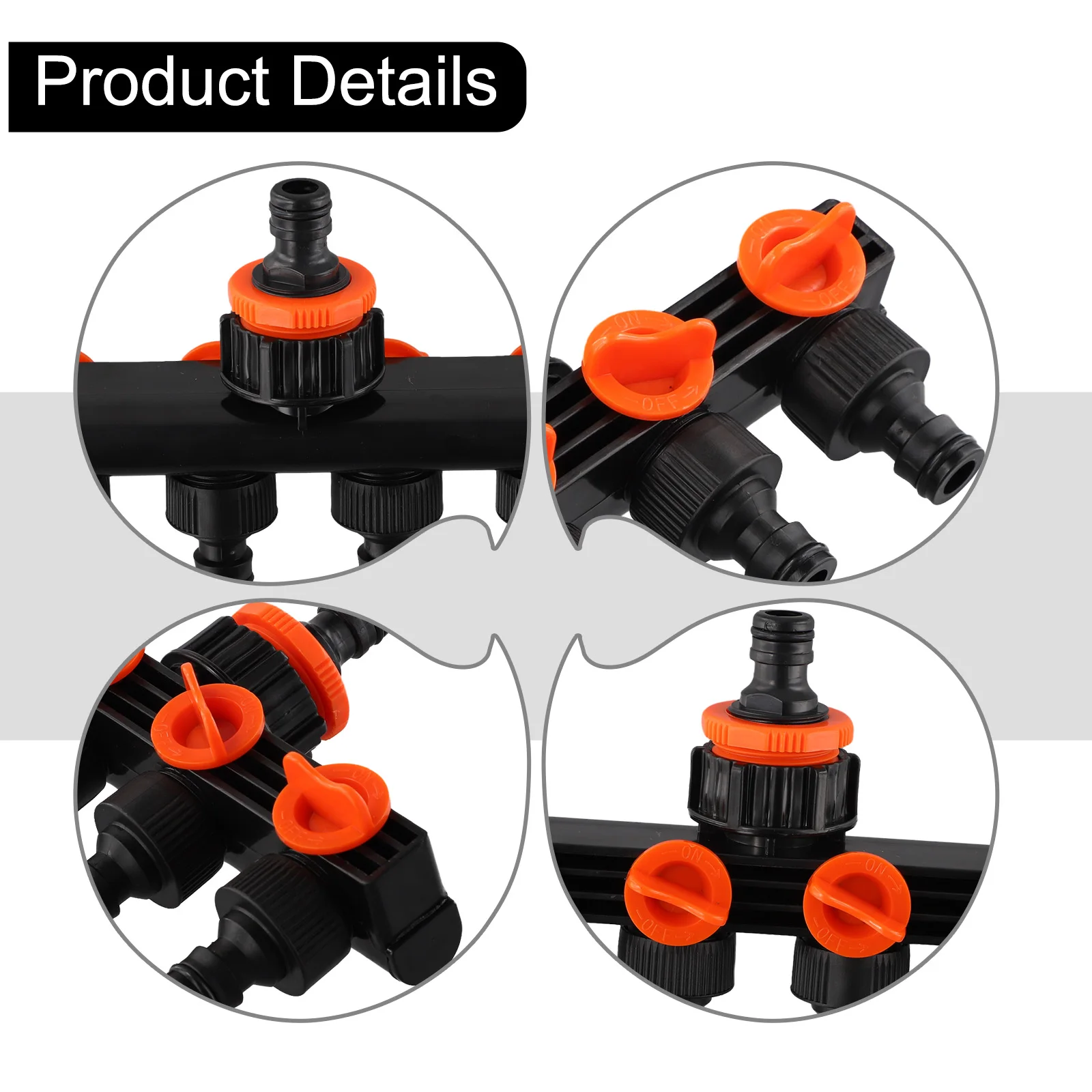 4 Outlet Water Distributor with Separate Valve Controls for Zone-Specific For Garden and Agricultural Irrigation