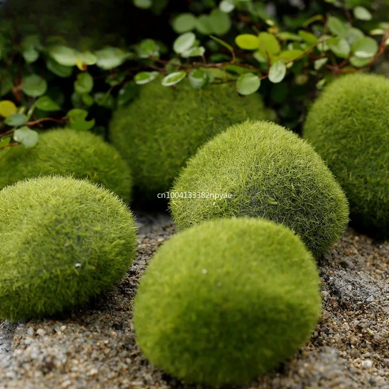 1PCS Artificial Green Moss Ball Fake Stone Simulation Plant Diy Decoration for Shop Window Hotel Home Office Plant Wall Decor