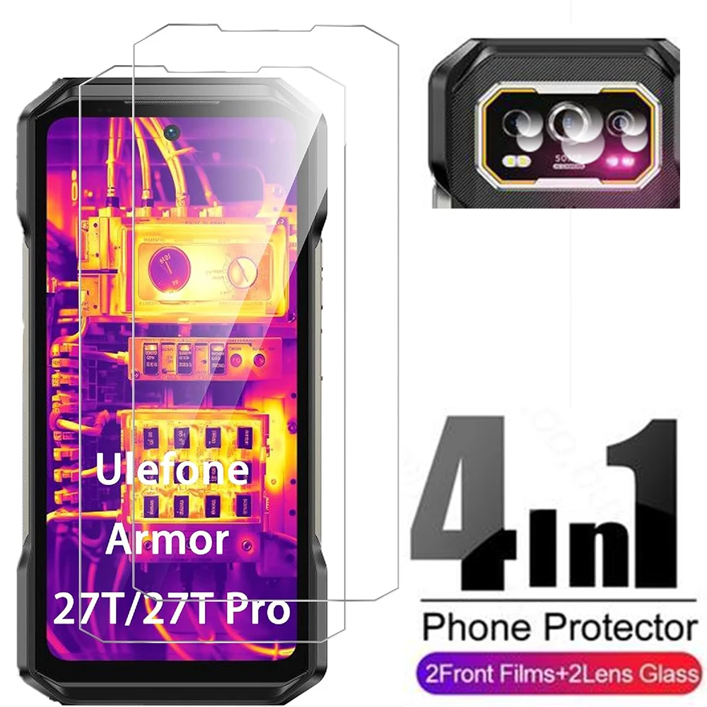 Protective Glass Cover on For Ulefone Armor 27 Pro Tempered Glass Screen Protector For Ulefone Armor 27T Pro Camera  Glass