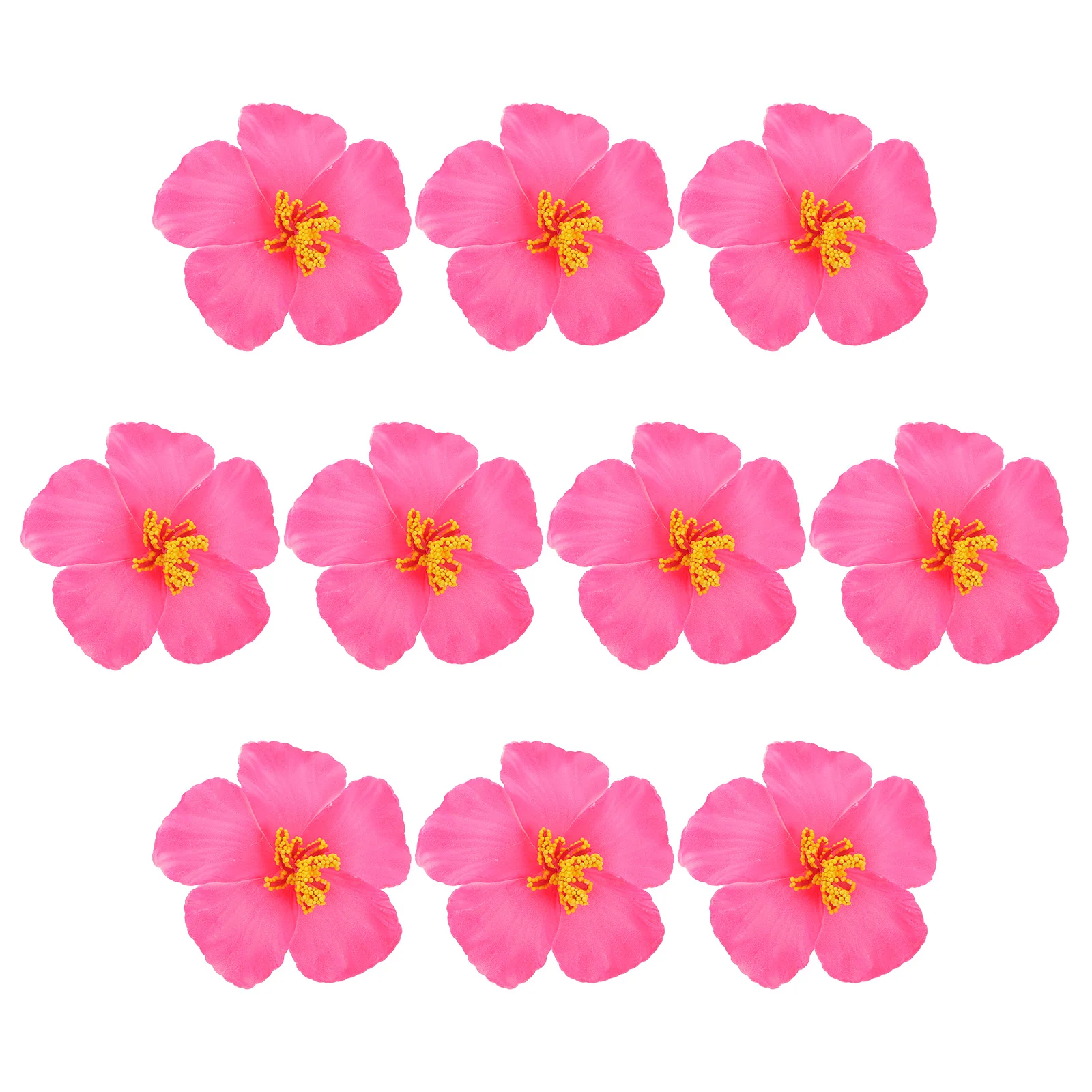 10 Pcs Artificial Vines Hibiscus Flower Party Fake Decor Gift Supply Faux Pink Blossom Banquet