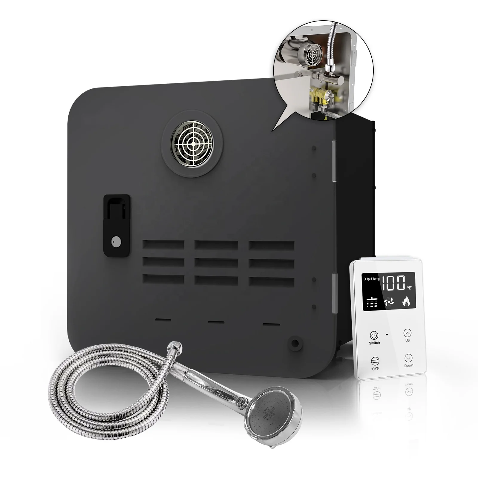 

New Design 10L/min White Propane/LPG Gas Hot Water Heater For Caravans RV 20kW Electric Tankless Copper Heat Exchanger LED