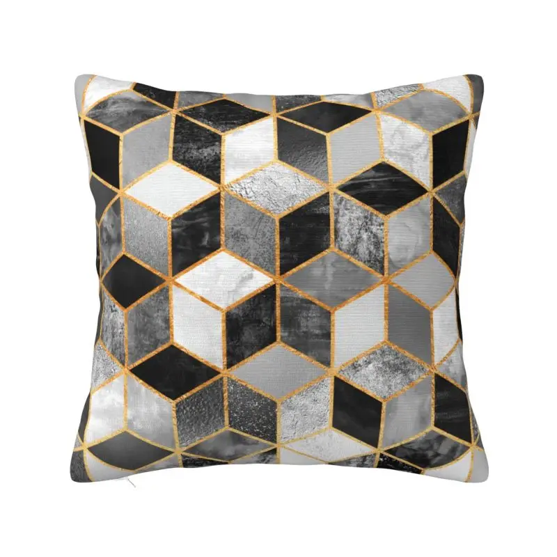 Black White Cubes Throw Pillow Case 60*60cm for Sofa Abstract Geometric Pattern Cushion Cover Soft Polyester Pillowcase