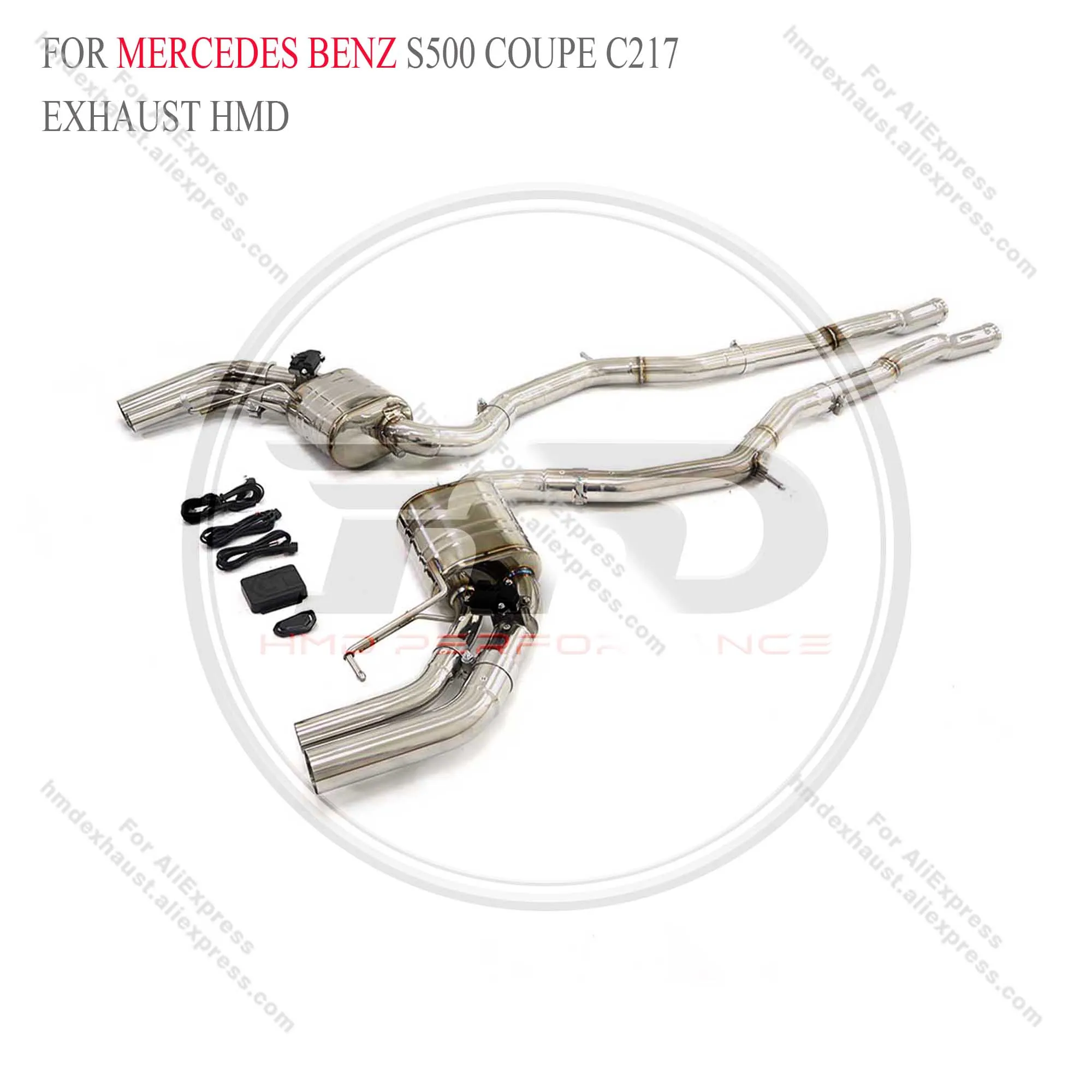 HMD Exhaust Catback for Mercedes Benz S500 coupe C217 stainless steel tail section with AK square tail throat