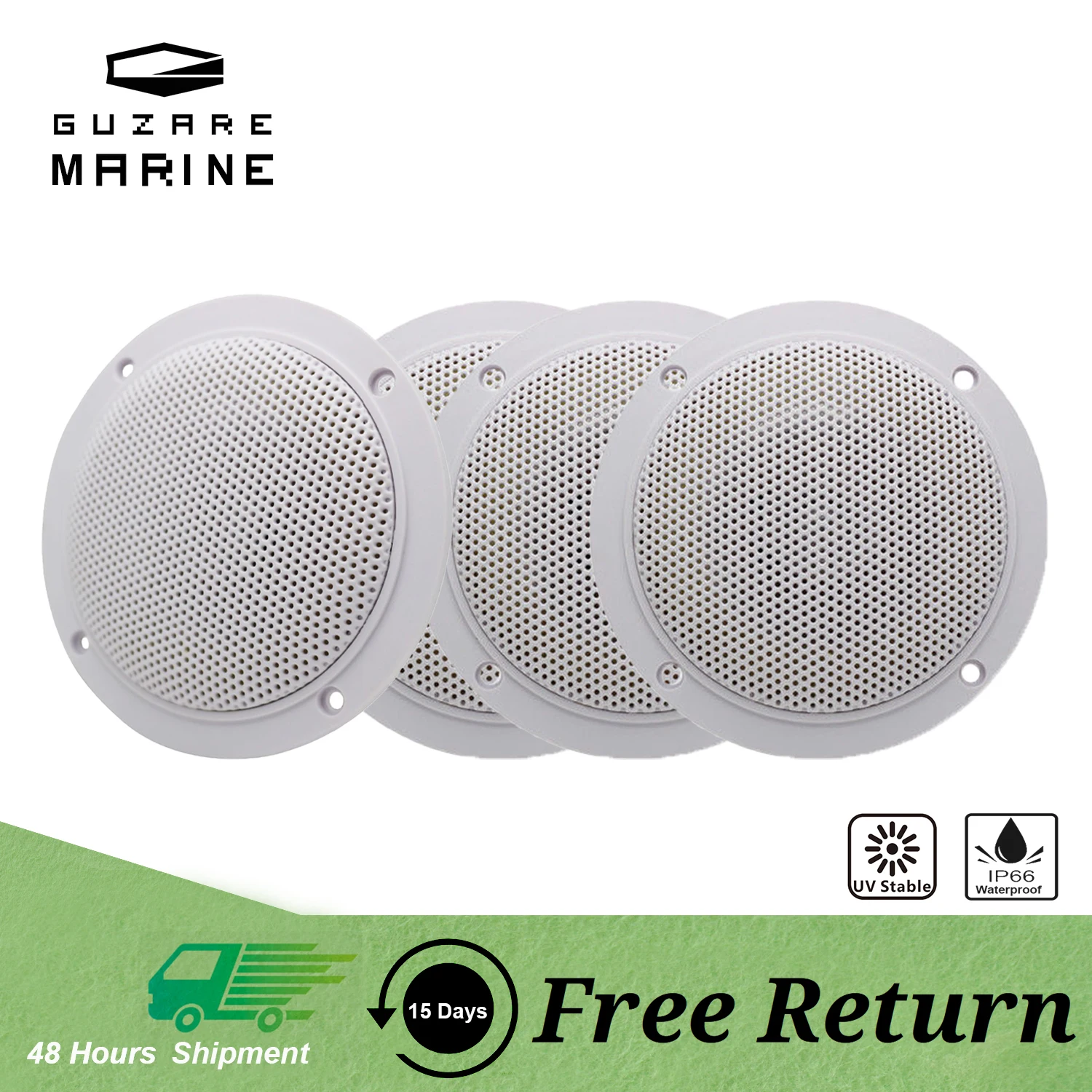 

GUZARE MARINE Speakers Dual Full Range Waterproof Boat Music Speakers 60W*4Pcs,4inch, for Yacht ATV Truck Golf Cart Motorcycle