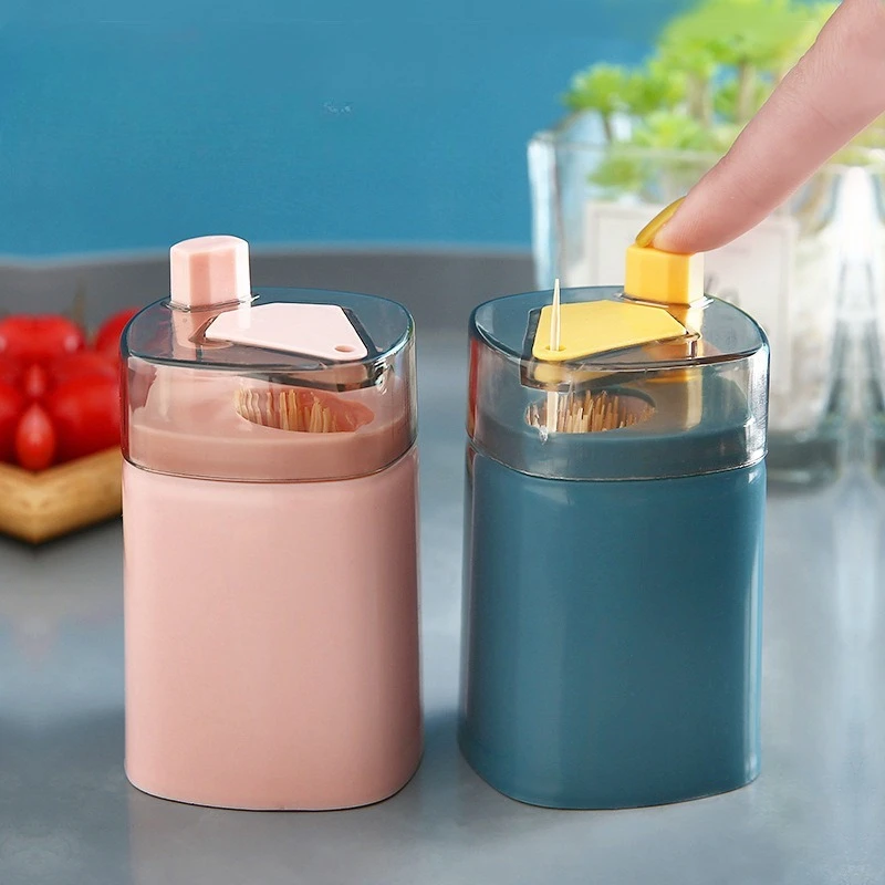 1pcs Creative Automatic Toothpick Holder Home High-end Press-type Toothpick Jar Portable On-the-go Toothpick Tube