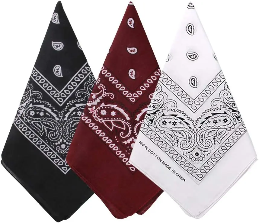 3 Pack Cowboy Scarf Paisley Pattern Handkerchief for Men & Women Tough Headwear Large Bandana Headband Triangular scarf