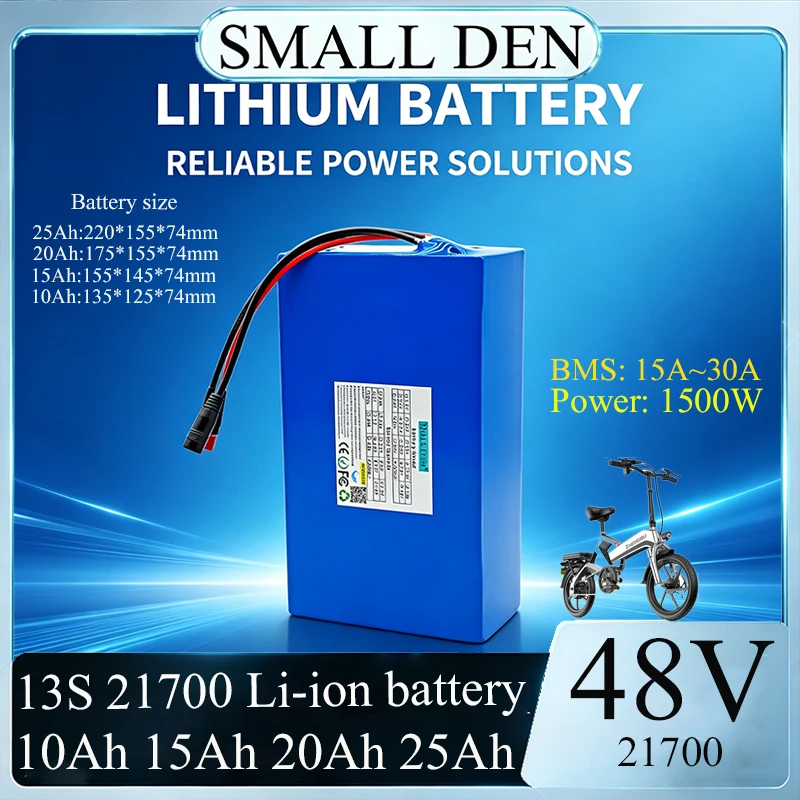 

48V 10Ah 15Ah 20Ah 25Ah 30Ah 21700 Lithium battery pack 1000 cycles With 30A BMS For E-tools scooter Spare cells