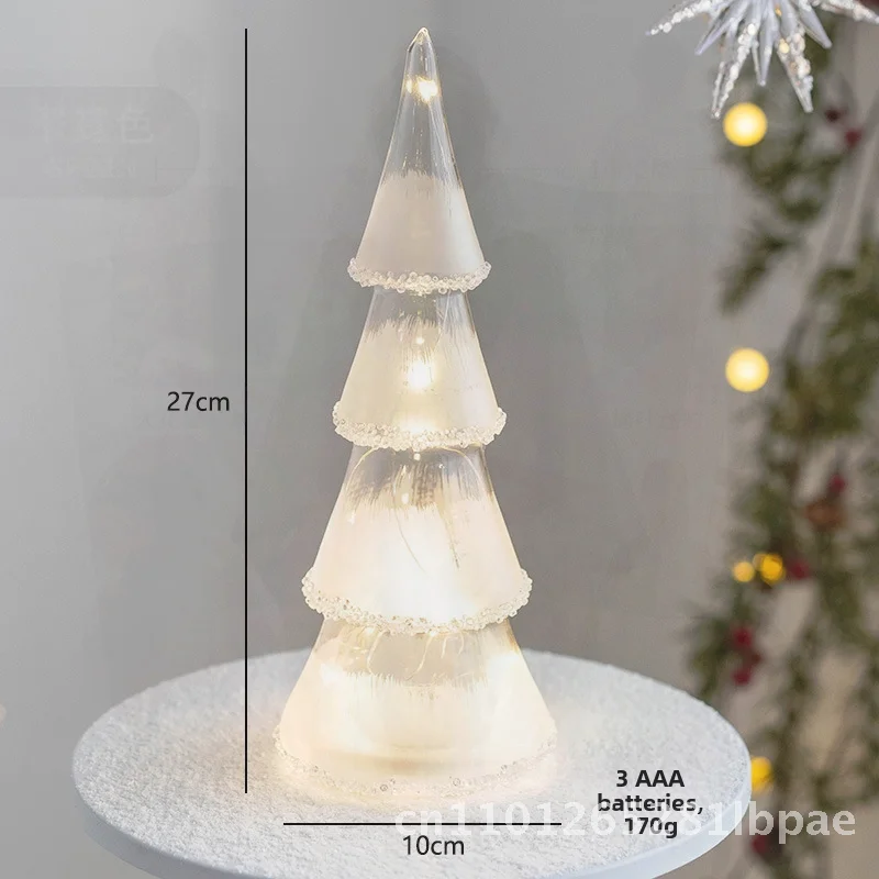 

Luminous Glass Christmas Tree Ornaments Home Desktop Decor Night Light Ins Arrangement Festive Gift Semi-Manual Craftsmanship