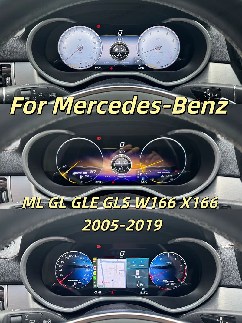 Digital Instrument Cluster For Mercedes-Benz ML GL GLE GLS 2016-2019 Full LCD Speedometer Linux System CarPlay Replacement