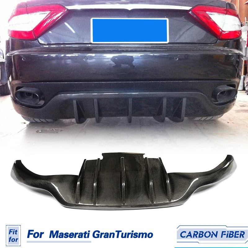 Diffuser belakang mobil, serat karbon bibir untuk Maserati GranTurismo Convertible Coupe 2 pintu 2006-2014 Diffuser belakang balap Spoiler FRP