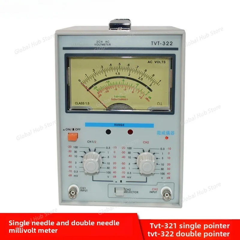 TVT-322 Double Pointer Display High Precision AC Millivoltmeter Voltage Measuring Instruments Measure Frequency 5Hz-1MHz