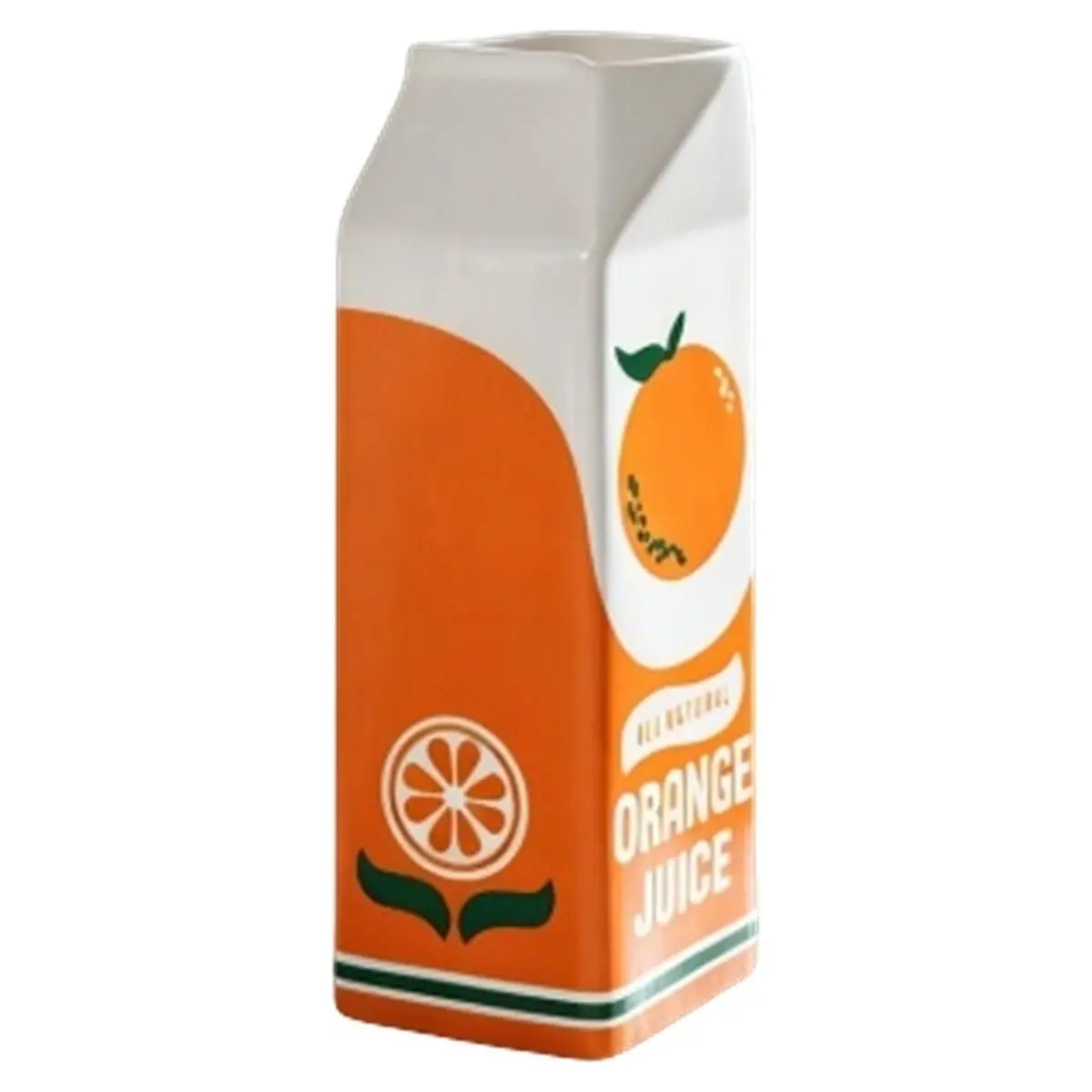 A1698K Orange Juice Carton Vase, Retro Juice Carton Vase, Decorative Item, Cute Ceramic Vase, Versatile Decorative Item SUMMER