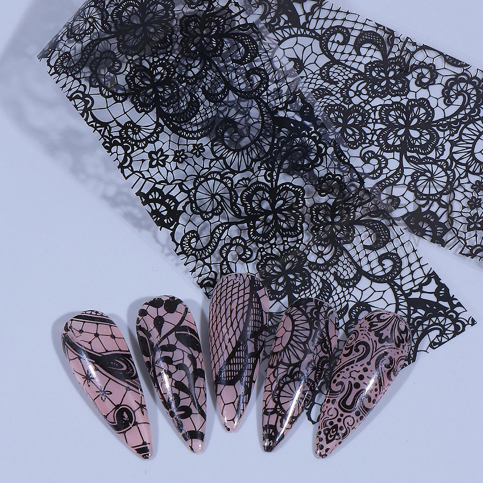 1 Pack Black White Lace Floral - đánh giá và giá Nail Art Elegant