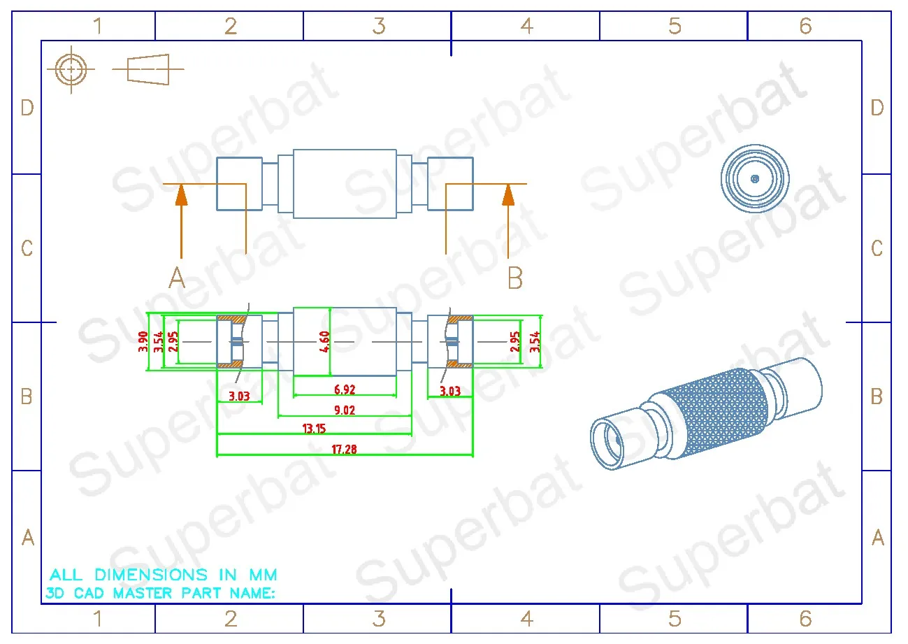 Superbat-Jack MMCX para fêmea Straight RF Coaxial Connector, 50 Ohm Adaptador, MMCX