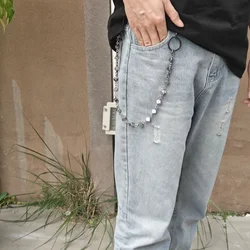 Retro lucky Dice Jin Gangchu Chain For Men\'s Pants Silvery Metal One's Waist luxurious y2k Key Chain Hip Hop Punk Accessories