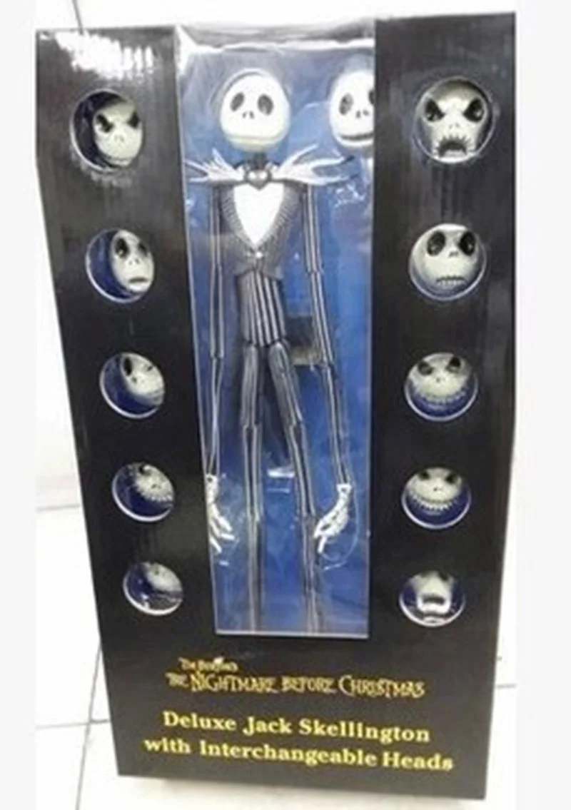 Der Albtraum vor Weihnachten Jack Skellington mit austauschbaren Köpfen Actionfigur PVC-Spielzeugmodell Puppensammlung Geschenk 35 cm – Detail 14