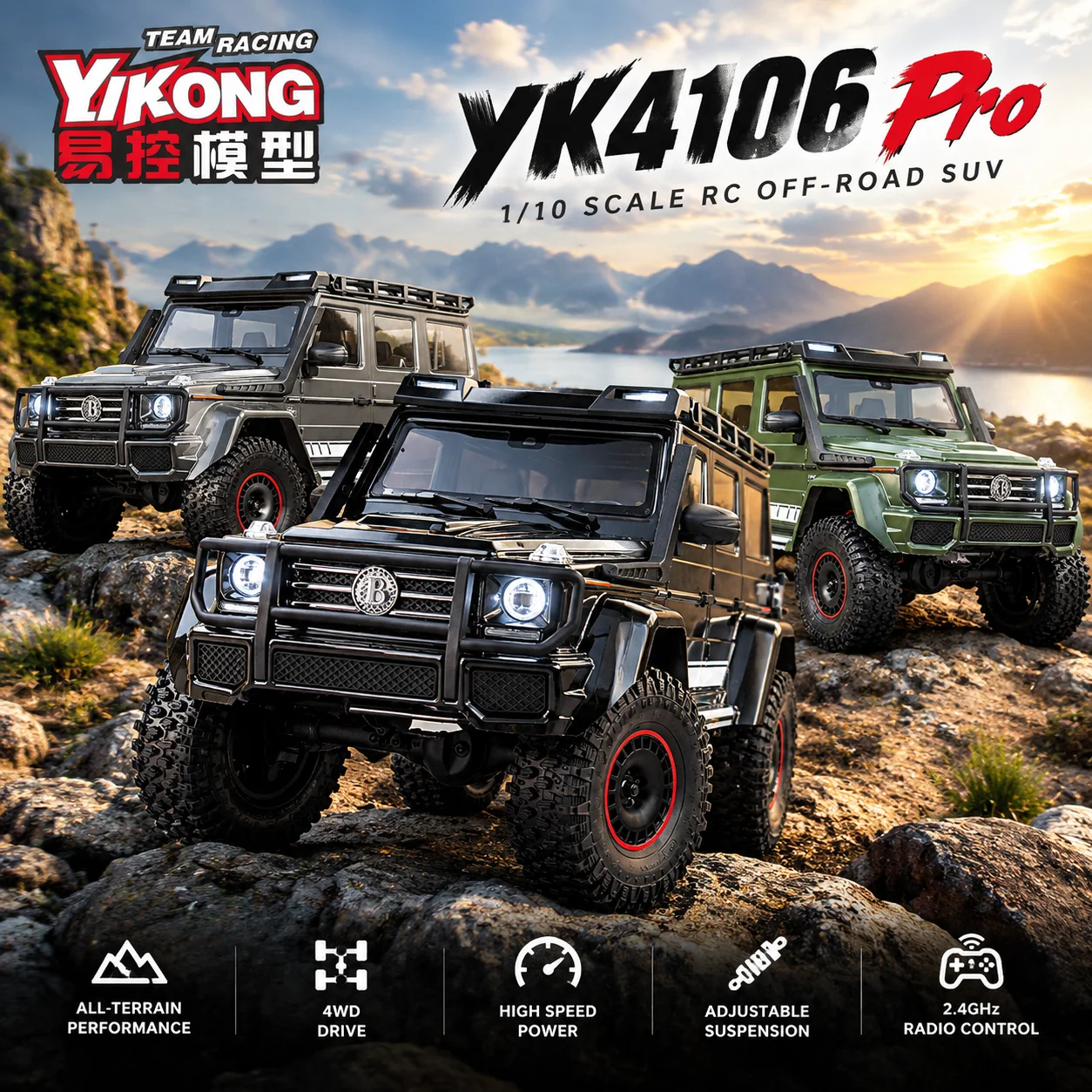 Hot YK4106 Pro V2 Rc Climbing Car 4WD Remote Control 1/10 Simulation Electric Off Road Vehicle Model Car Toy