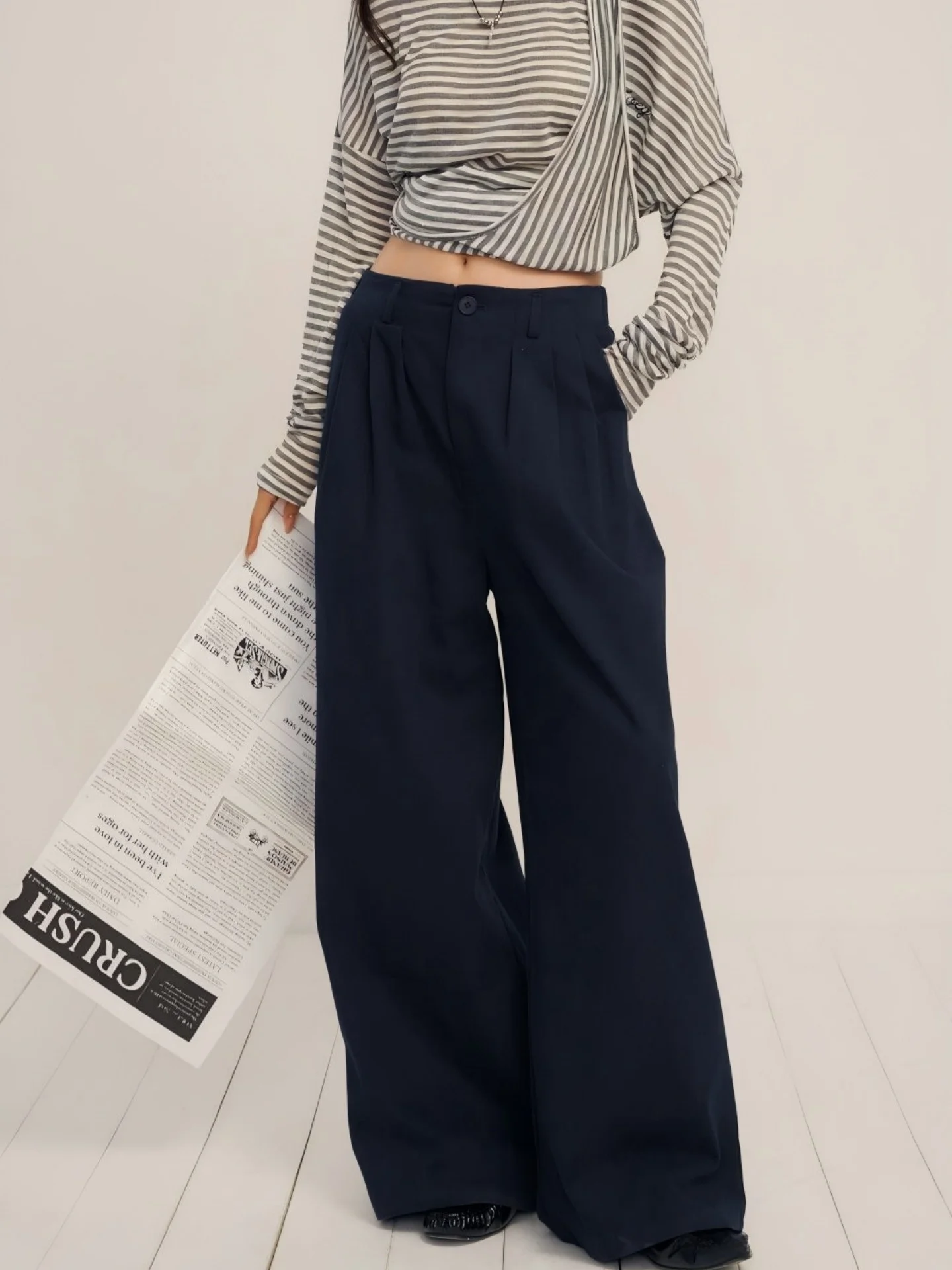 

CHILL ZOEY Cotton Wide Leg Pants Women's Loose Casual Trousers Versatile High Waist Autumn New Sle Comfortable Fit Long Pants