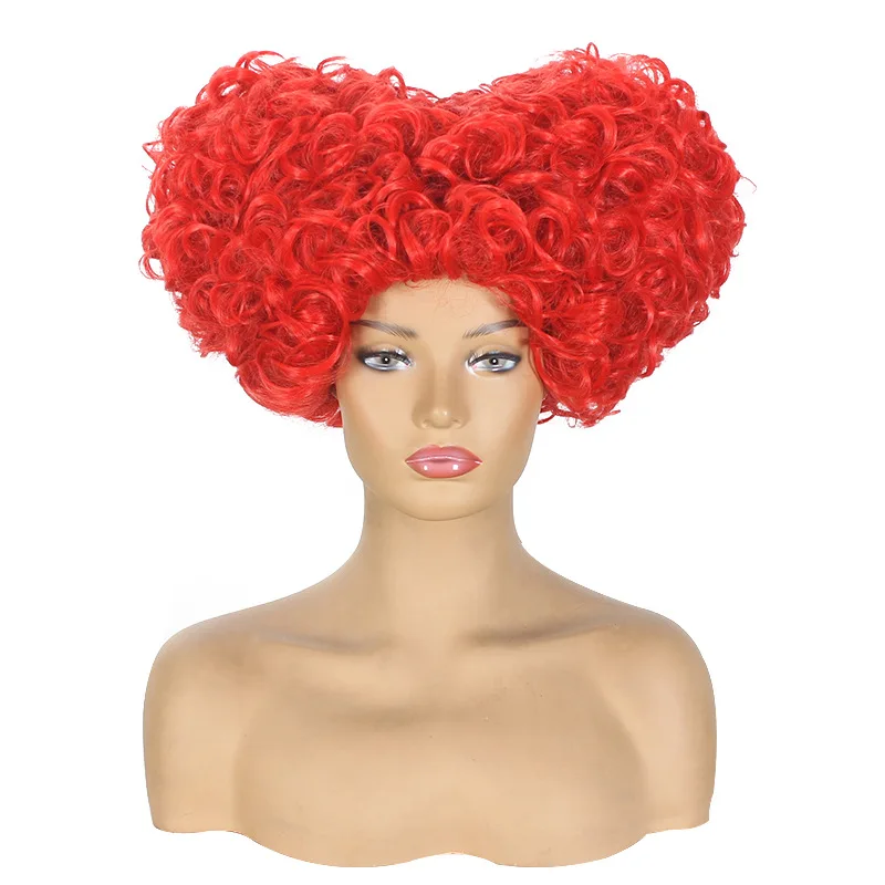 Alice in Wonderland Red Queen Cosplay Wig Queen of Hearts Red Heat Resistant Synthetic Hair Wigs Witch Winifred Halloween Party