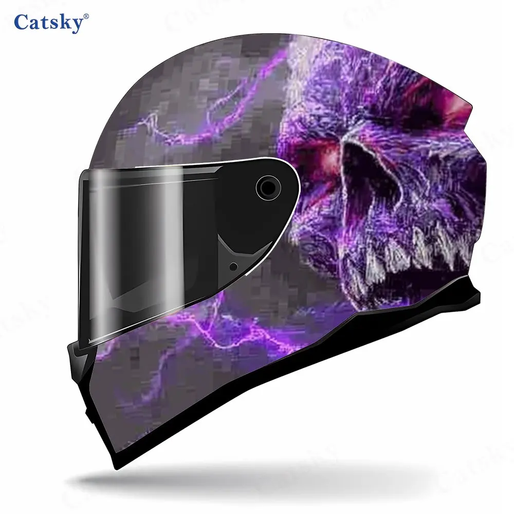 Purple Lightning Demon PVC material self adhesive waterproof motorcycle helmet sticker, paste firmly and do not fall, waterproof