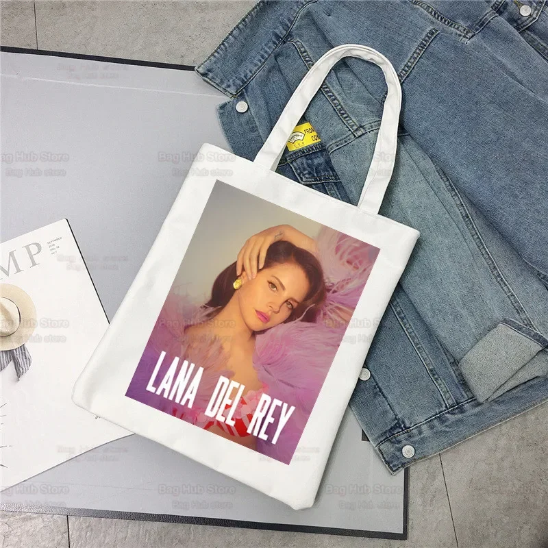 Lana Del Rey Singer Fans Borsa a tracolla in tela unisex Tote in tela Eco Just For Life Shopping Bag Borsa tote in tela Borsa Uso quotidiano