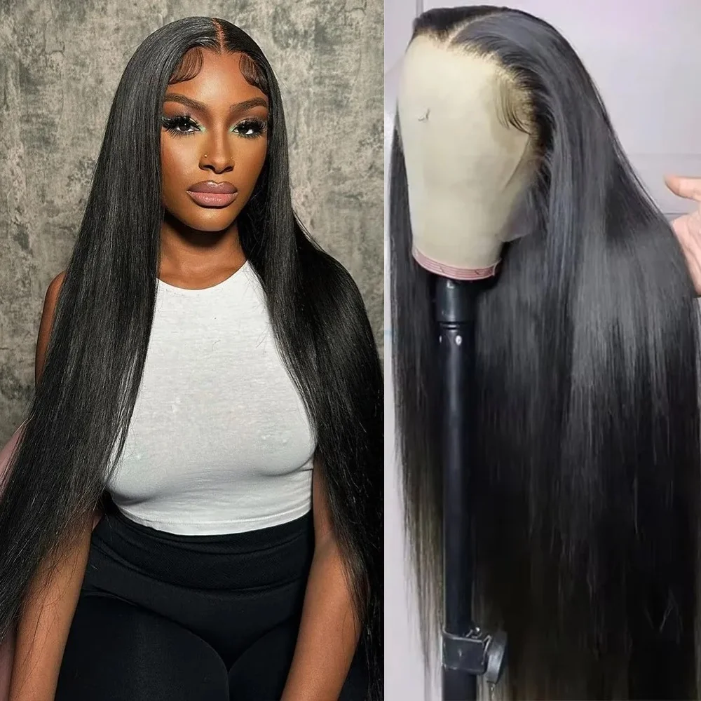 

Натуральный черный прямой парик 40-42 дюйма, 13x4 HD, без клея, с дышащей бразильской 360-градусной кружевной основой, для женщин, на каждый день