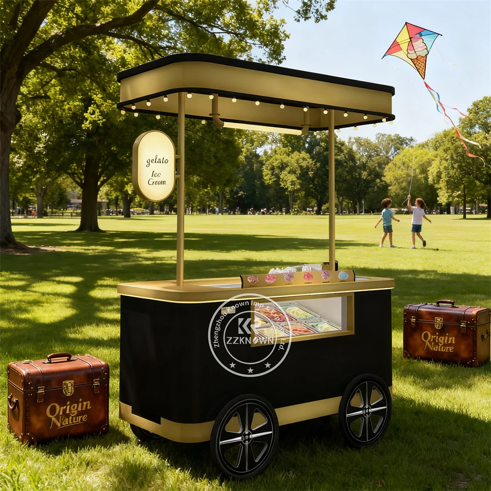 Mobile Push Cart Display Ice Cream/Ice Cream Trolley/Cart to Sell Ice Cream