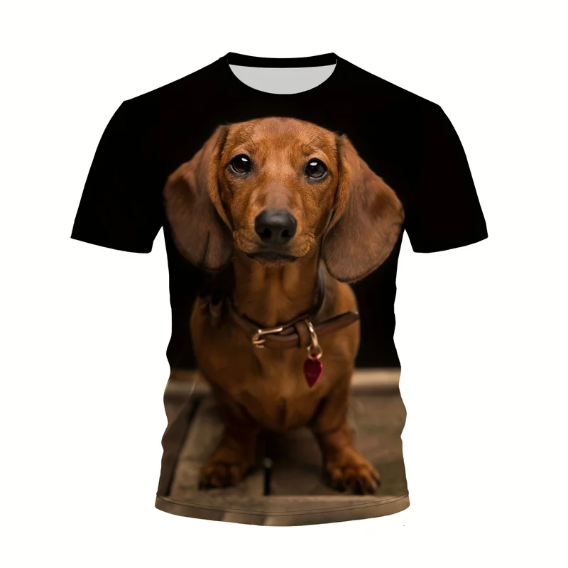 Fashion 3d Printed Golden Retriever Dog T Shirt Men Summer Short Sleeves Tops Street Loose Tees Funny Dachshund Graphic T-shirt