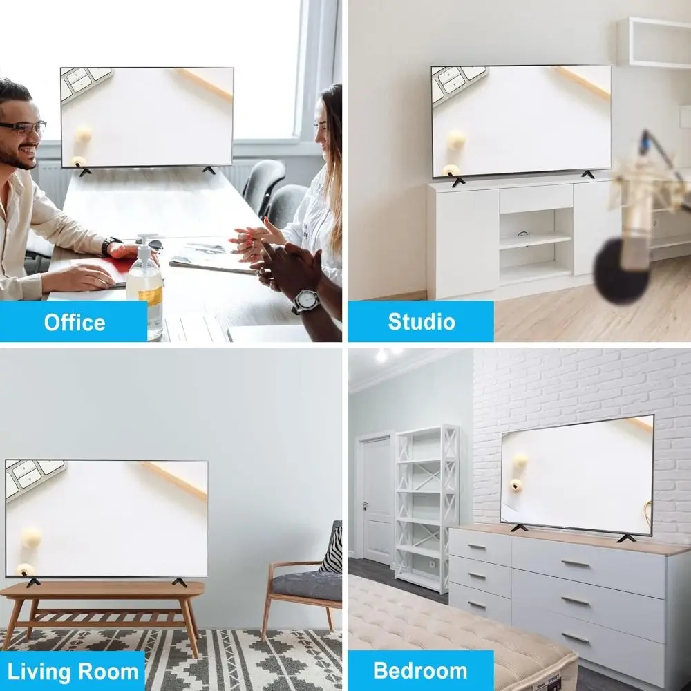 أرجل حامل قاعدة تلفزيون عالمية جديدة مع براغي سوداء للتلفزيون على سطح الطاولة وأجهزة قابلة للتعديل لغرفة النوم