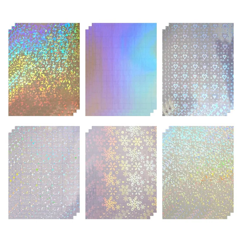 AA80-18 Piece Holographic Stickers Self-Adhesive Transparent Film A4 Waterproof Sticker Covering Film Suitable For Windows