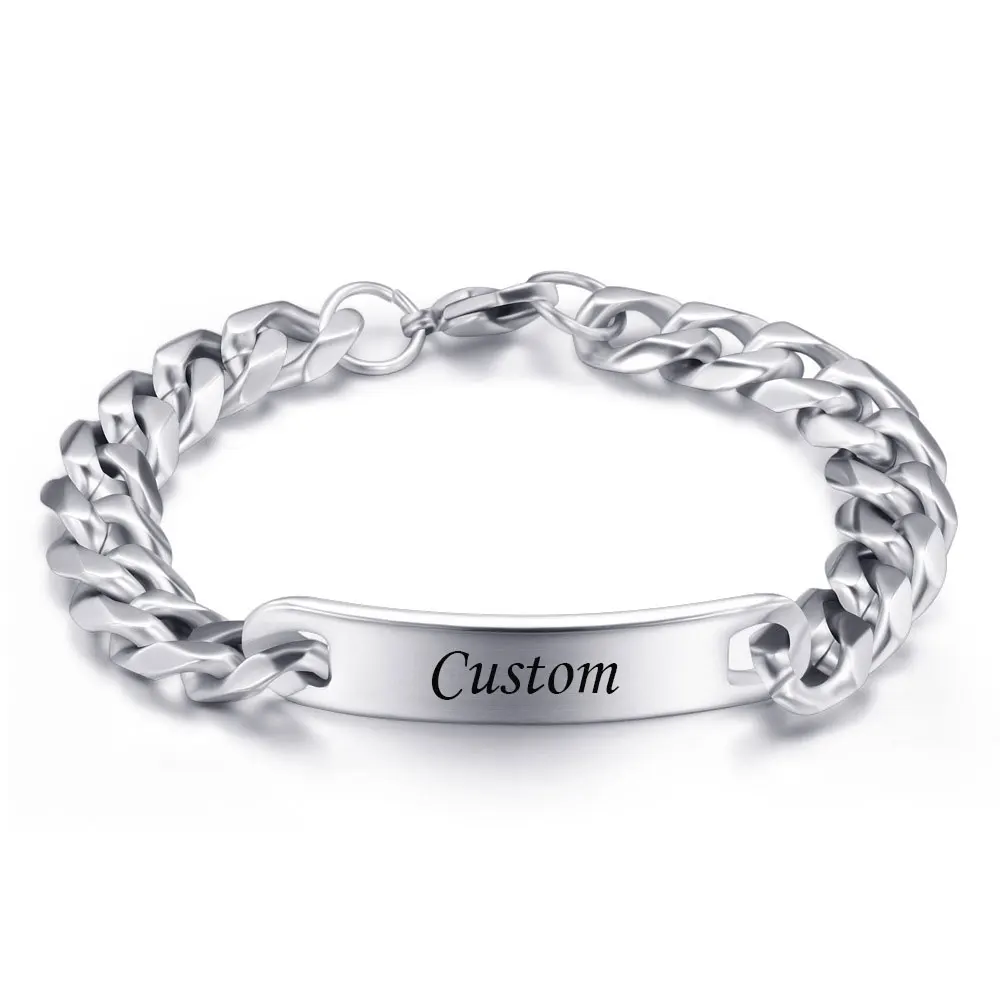 Men's Customizable Smooth Titanium Steel Bracelet, 10mm Width