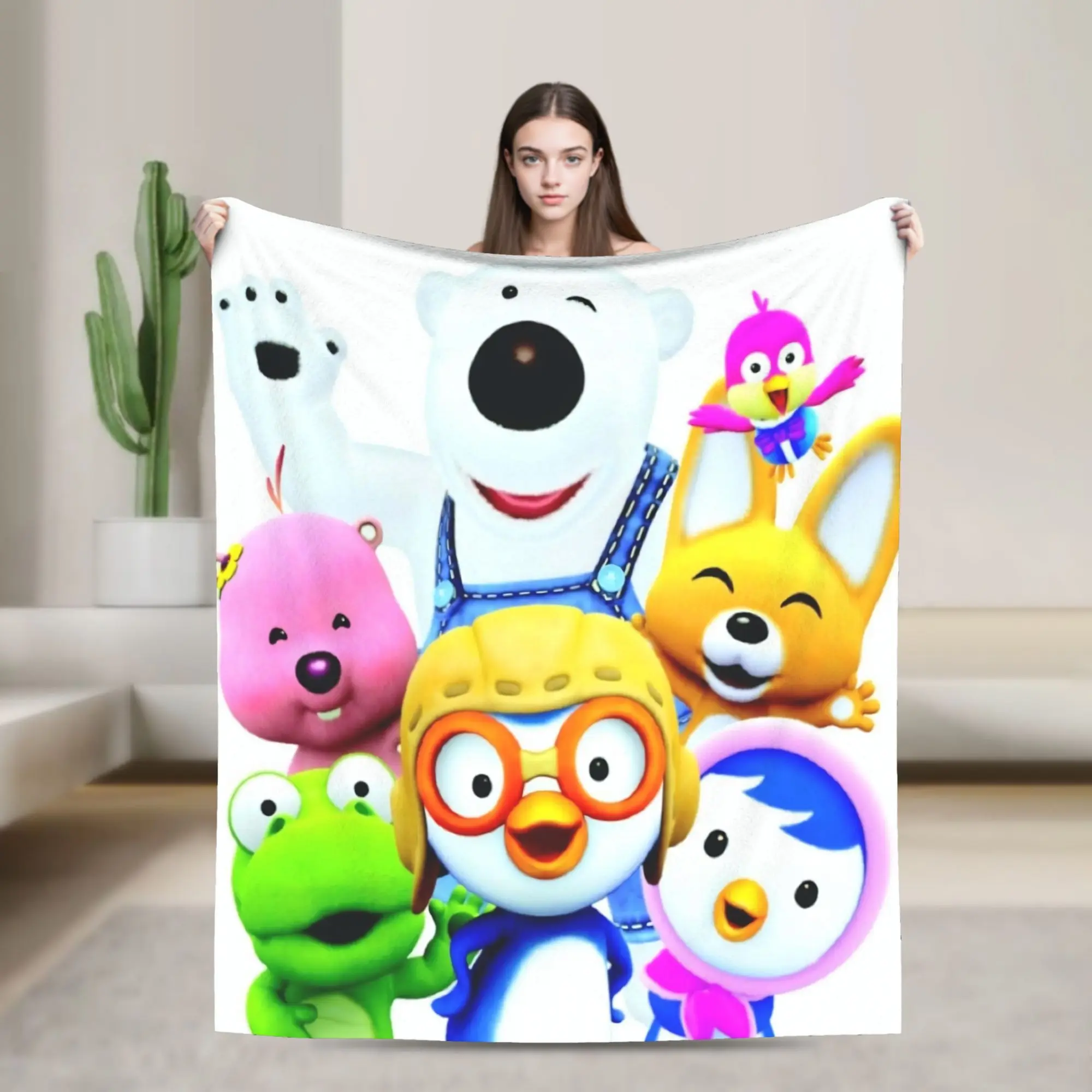 Pororos the Little Penguins Warm Soft Blanket Girls Boys Plush Bedding Throws Comfortable Outdoor Flannel Bedspread Bed Cover