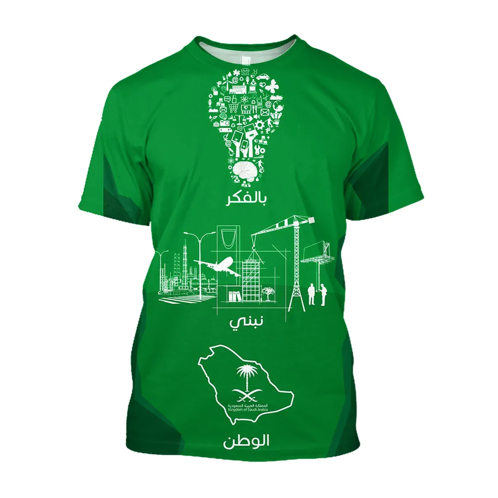 Jumeast 3D Saudi Arabia Flag Printed Men T-shirts New In Unisex Baggy T Shirt Fashion National Day 93 Festival Clothing T-shirty