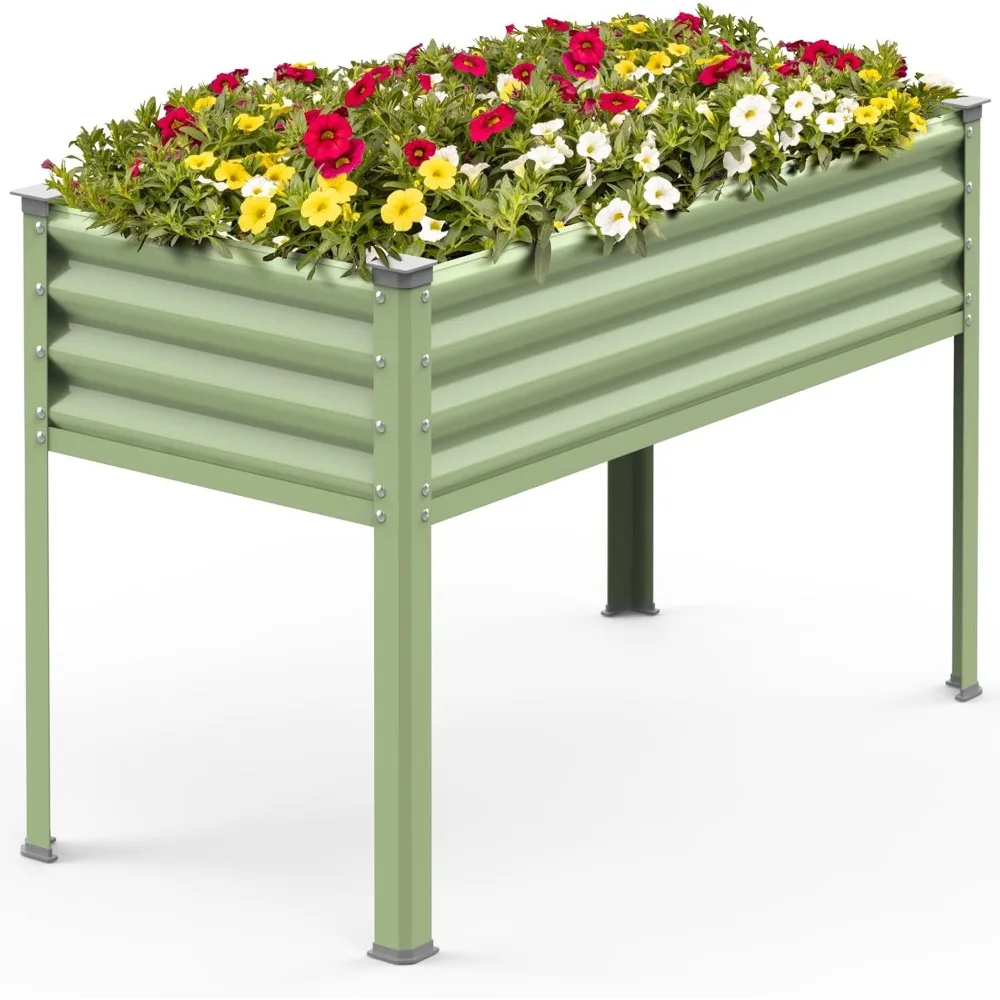 

Raised Garden Bed with Legs, 48x24x32in Reinforced Elevated Metal Raised Planter Box Outdoor, Standing Growing Bed Herb Planter