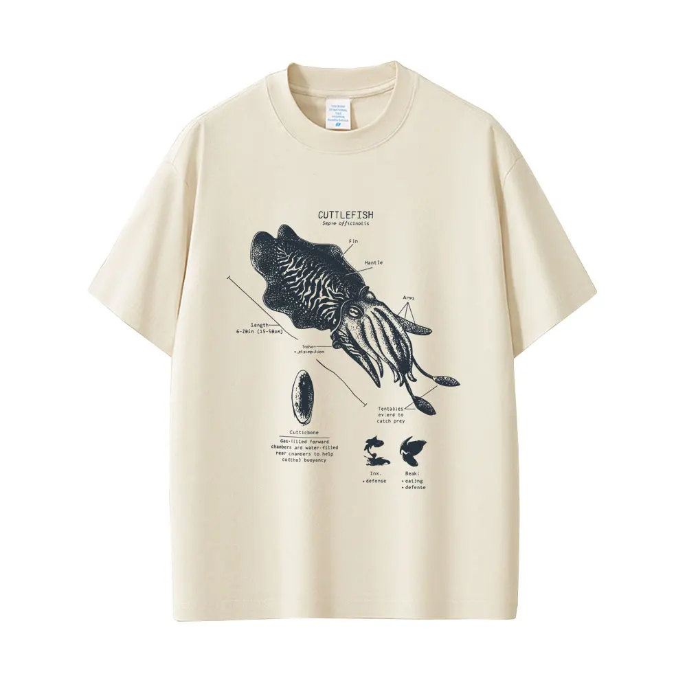 

Funny Cuttlefish Anatomy Graphic T-shirt Men Women Casual Oversized Streetwear Unisex Vintage Tshirt Tops Male Fashion T Shirts