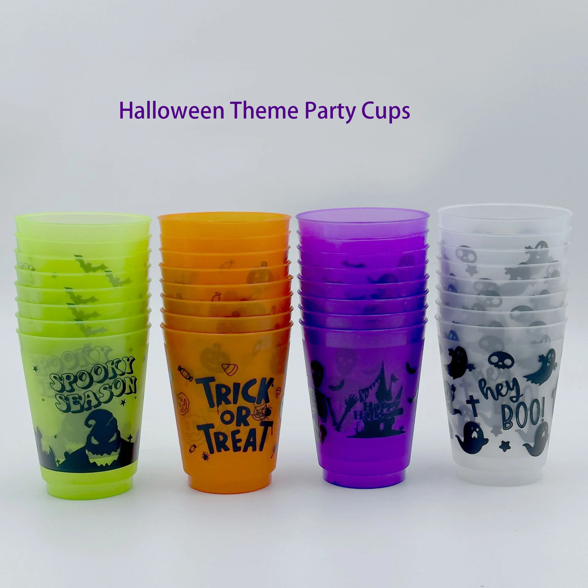 5 pezzi tema Halloween fantasma teschio zucca tazza di plastica dolcetto o scherzetto succo di vino