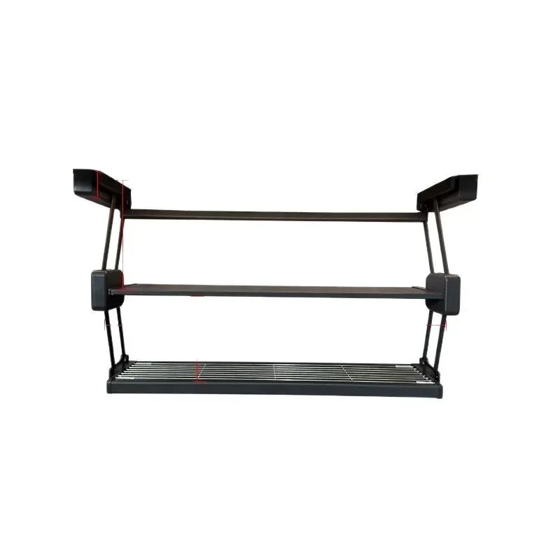 Hanging cabinet folding rack, pull-down double-layer storage rack