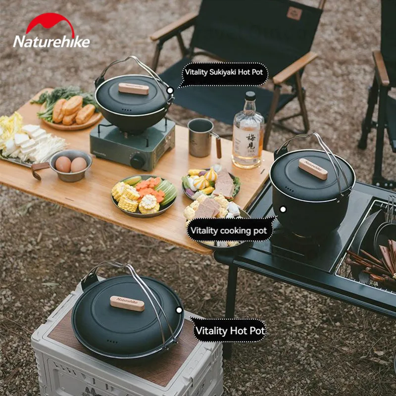 Imagem -06 - Naturehike Portable Stainless Steel Cooking Pendure Pot Camping Cookware Household Non -stick Kitchenware Outdoor Caminhadas Piquenique