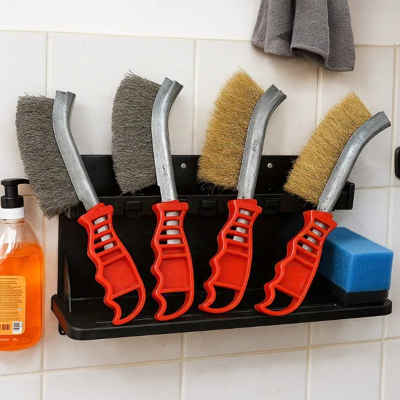 Steel Wire Brush Wooden Handle Metal Rust Removal Roller Polishing Barbecue Grill Cleaning Brush for Grates and Surfaces