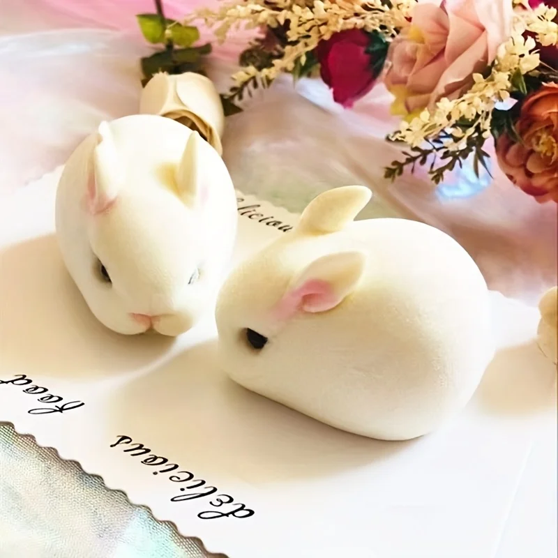 Taba Jouet à presser lapin blanc élastique doux – Rebound lent, Texture épaisse, Design en peluche mignon pour enfants et adultes