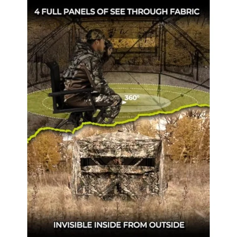 2-3 person Oxford pop-up ground blind portable 360 silent perspective tent with swing door