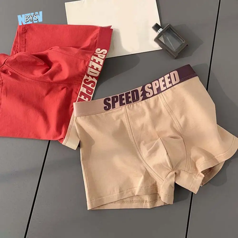 

3PCS Fashion Plus Size Men's Boxer Briefs Mid Waist Elastic Letter Printed Panties Lingerie Seamless Underwear for Man Gifts