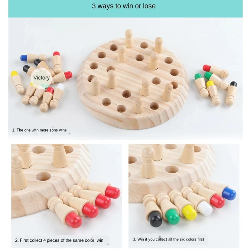 Kinderen Montessori Educatief Houten Speelgoed Leren Kleur Zintuiglijk Speelgoed Memory Match Stick Schaakpuzzel Spel Gezelschapsspel Voor Kinderen