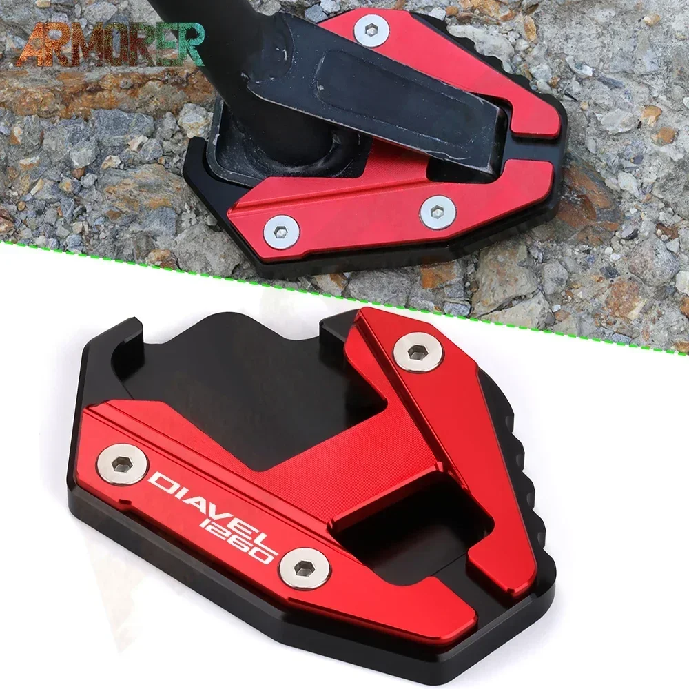 

Motorcycle Accessories Alloy Aluminum Foot Kickstand Side Stand Extension Enlarger Pad For Ducati Diavel 1260 Lamborghini 1260s