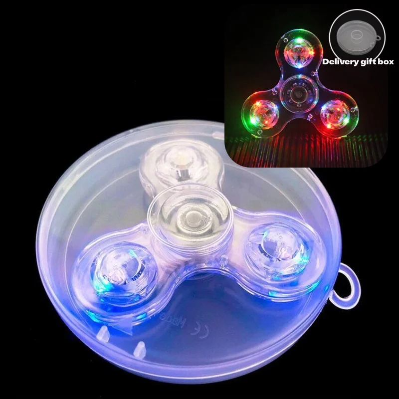 Kristall leuchtendes LED-Licht Fidget Spinner Hand Top Spinner Glow in Dark EDC Stress Relief Toys Kinetisches Gyroskop für Kinder