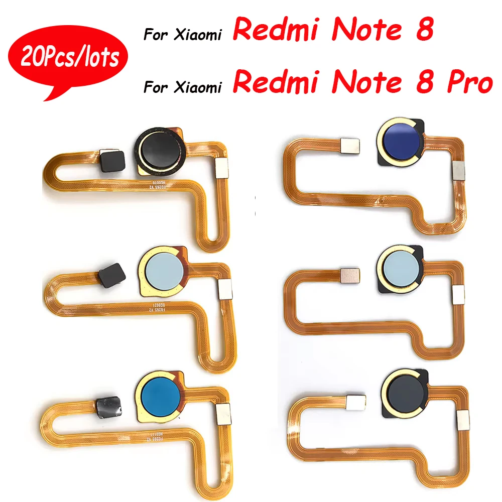 20Pcs，Fingerprint Sensor Flex Cable For Xiaomi Redmi Note 8 Pro / Note 9s 9 Pro Fingerprint Button Replacement Repair Part