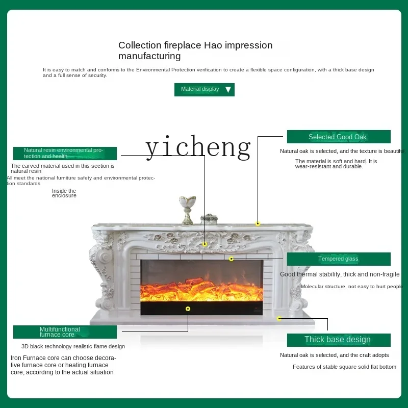 

ZZ Solid Wood TV Bench for Bedroom Electric Fireplace Heating Living Room Simulation Flame Curio Cabinet Fireplace Mantel