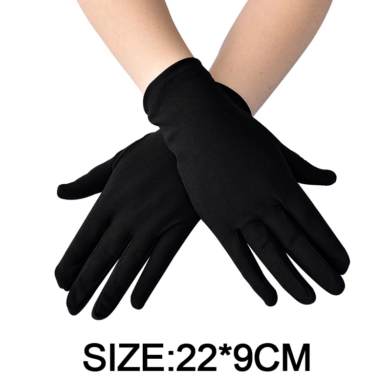 Gants courts et fins en Satin pour femmes, 1 paire, respirants, extensibles, de couleur unie, pour dames et filles, pour danse de Performance