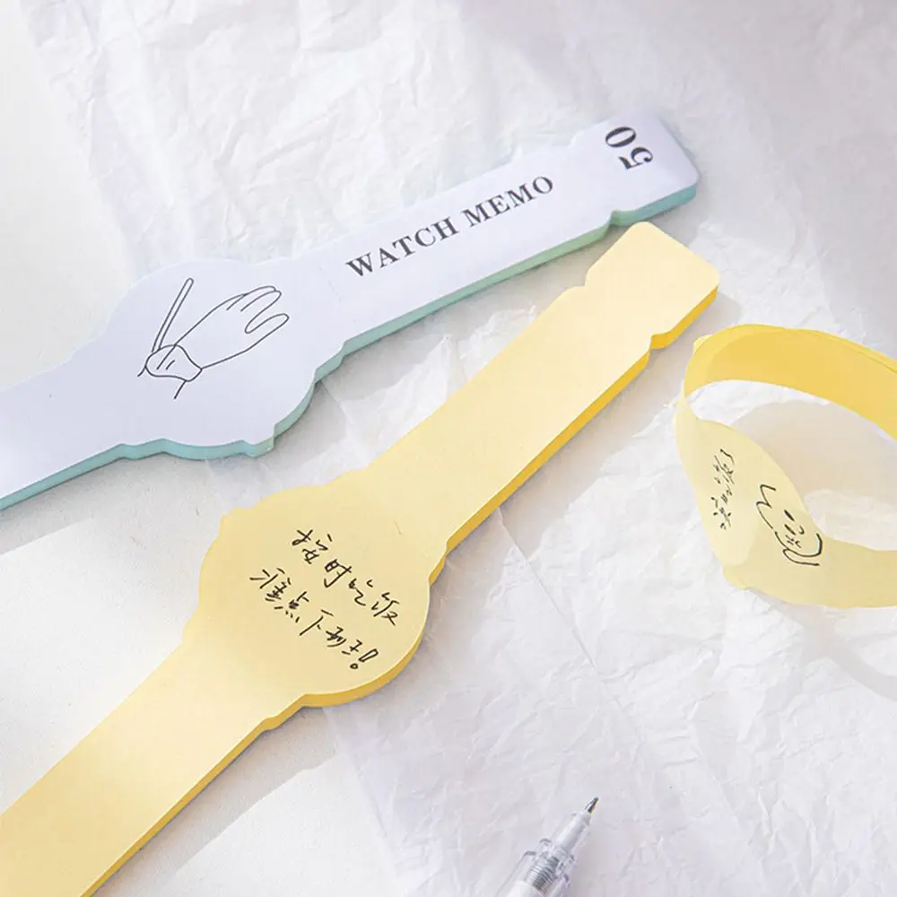 Alarm Clock Bracelet Sticky Note Pads To Do List Paper Wrist Watch Shape Sticky Reminder Adhesive Tearable Sticky Labels School