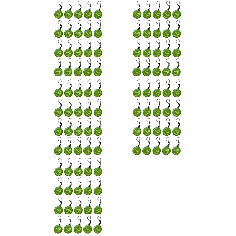 ABZZ-100Pcs Tags Lable Ntag213 13.56Mhz Smart Card For All Enabled Phone Smart Business Card 31.5X28mm Green